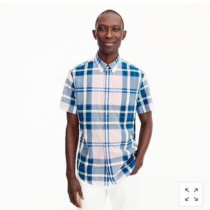 J.Crew | Short Sleeve Stretch Plaid Button Down M